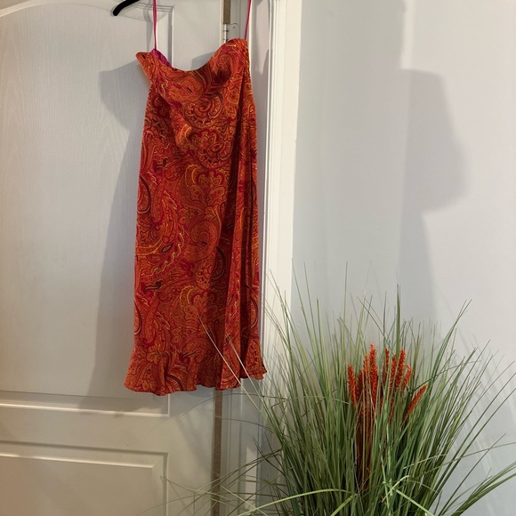 Helen wang Elegant Paisley orange yellow Red Dress size 8